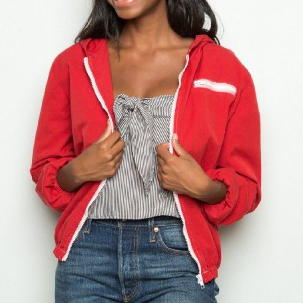 Brandy Melville Red Krissy Windbreaker Jacket - Picture 9 of 9